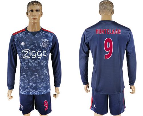 Ajax #9 Huntelaar Away Long Sleeves Soccer Club Jersey